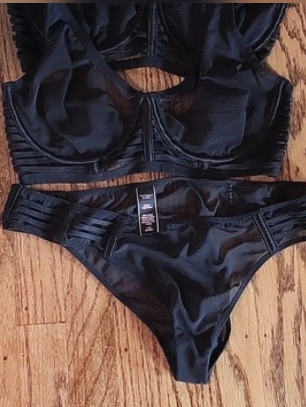 TWO (2) Pieces: 1 Victoria's Secret Shimmering Black Bra + 1 Panties